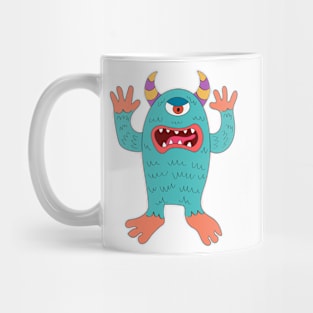 One-eyed Halloween alien monster cartoon drawing. Mug